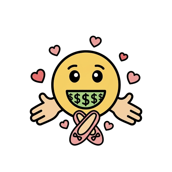 Smiling face with open hands and Flat shoe