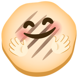 smiling face with open hands and flatbread