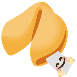 smiling face with open hands and fortune cookie