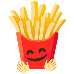 smiling face with open hands and french fries