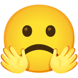 smiling face with open hands and frowning face