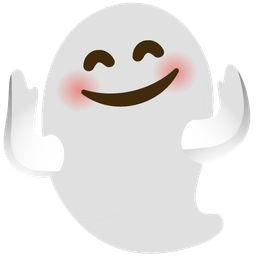 smiling face with open hands and ghost