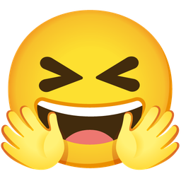 Smiling face with open hands and Grinning squinting face