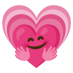 smiling face with open hands and growing heart