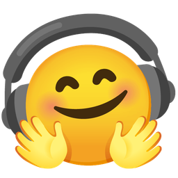 smiling face with open hands and headphone