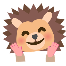 smiling face with open hands and hedgehog