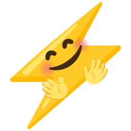 smiling face with open hands and high voltage