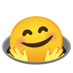 smiling face with open hands and hole