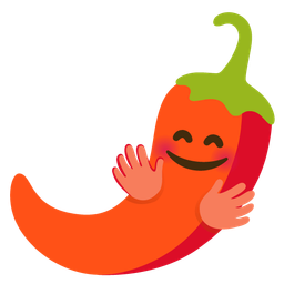 smiling face with open hands and hot pepper