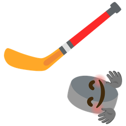 smiling face with open hands and ice hockey