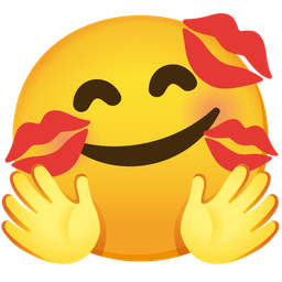 smiling face with open hands and kiss mark