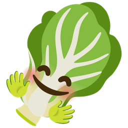 smiling face with open hands and leafy green