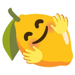 smiling face with open hands and lemon