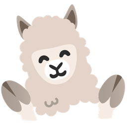 smiling face with open hands and llama