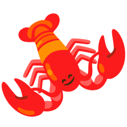 smiling face with open hands and lobster