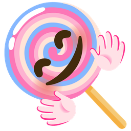 smiling face with open hands and lollipop