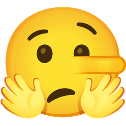 smiling face with open hands and lying face