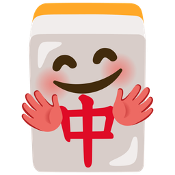 smiling face with open hands and mahjong red dragon