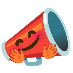 smiling face with open hands and megaphone