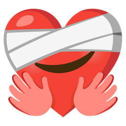 smiling face with open hands and mending heart