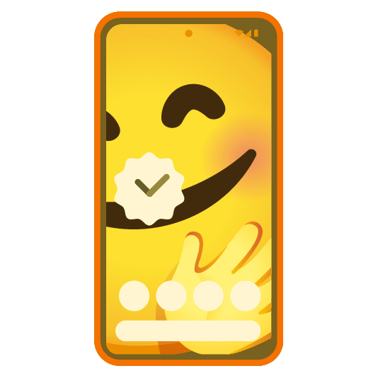 Smiling face with open hands and Mobile phone