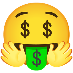 Smiling face with open hands and Money-mouth face