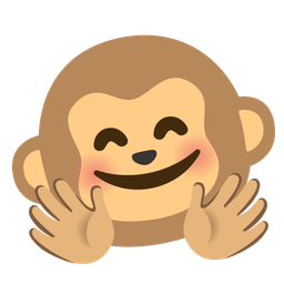 smiling face with open hands and monkey face