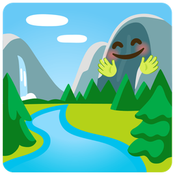 smiling face with open hands and national park