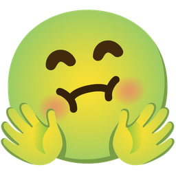 smiling face with open hands and nauseated face