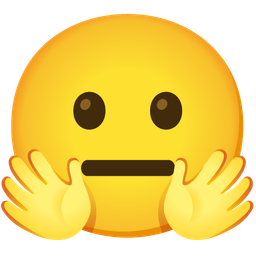 smiling face with open hands and neutral face