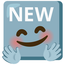smiling face with open hands and NEW button