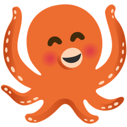 smiling face with open hands and octopus