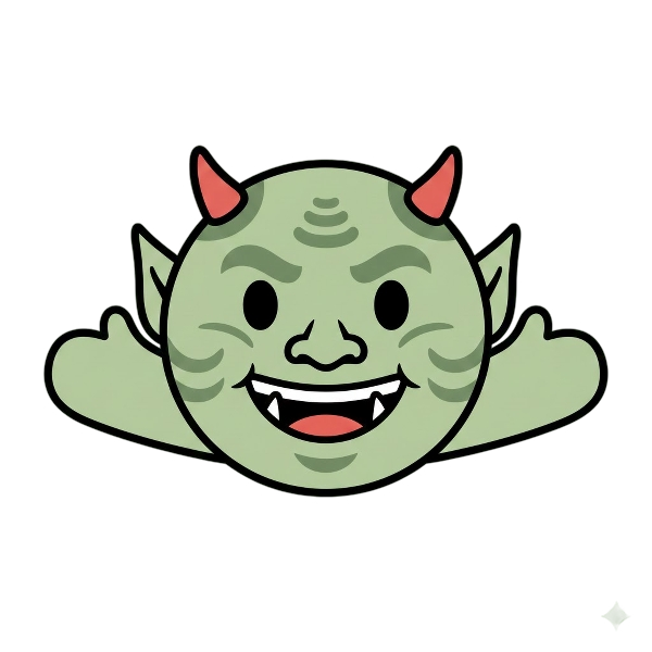 Smiling face with open hands and Ogre