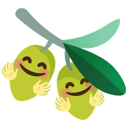 smiling face with open hands and olive