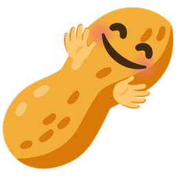 smiling face with open hands and peanuts