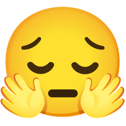 smiling face with open hands and pensive face