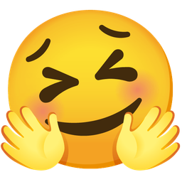 smiling face with open hands and persevering face