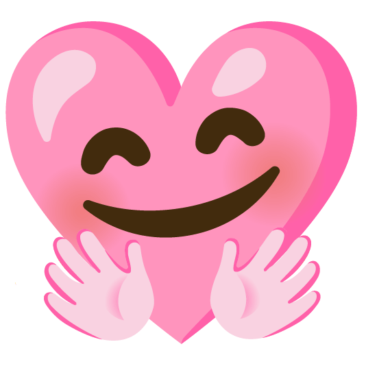 Smiling face with open hands and Pink heart
