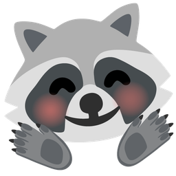 smiling face with open hands and raccoon
