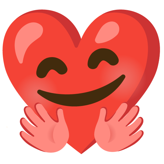 Smiling face with open hands and Red heart