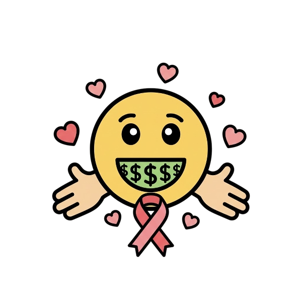 Smiling face with open hands and Reminder ribbon