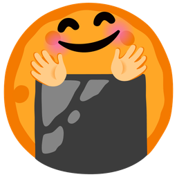 smiling face with open hands and rice cracker