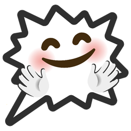 smiling face with open hands and right anger bubble