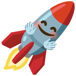 smiling face with open hands and rocket