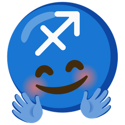 smiling face with open hands and Sagittarius