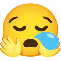 smiling face with open hands and sleepy face