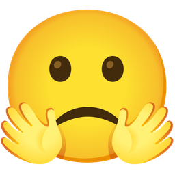 smiling face with open hands and slightly frowning face