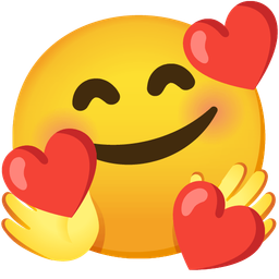 Smiling face with open hands and Smiling face with hearts