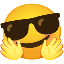 smiling face with open hands and smiling face with sunglasses