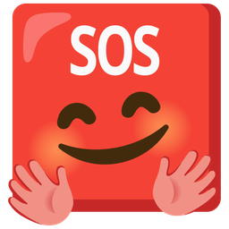 smiling face with open hands and SOS button